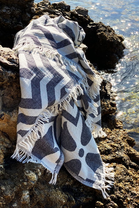Mijölnir Lalezar Toalla de Playa Fouta Negro y Beige